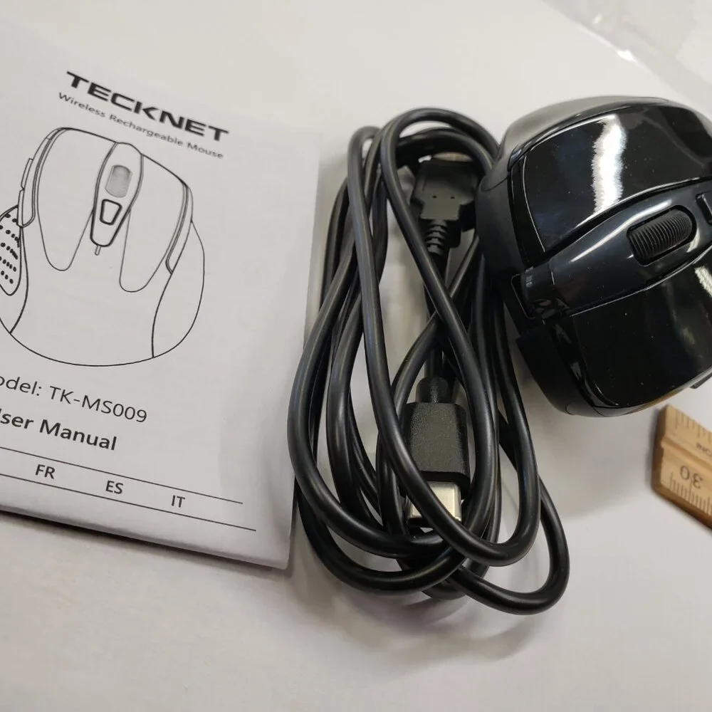 TECKNET Wireless Mouse (2.4G) USB Black for PC MAC. TK-MS009 Rechargeable.